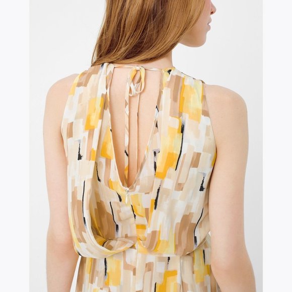 WHBM Yellow Geo Printed Surplice Dress sz 4 - Picture 10 of 11